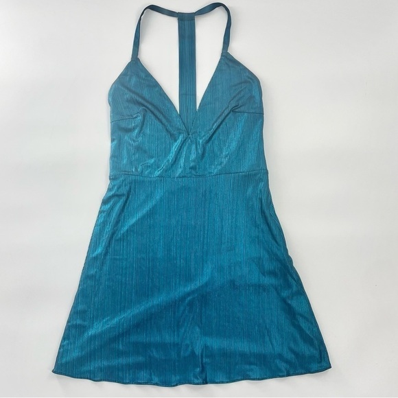 NBD X Naven Twins X Sugar Mini Dress Empire Waist Y2K Metallic Blue size small - Picture 1 of 14
